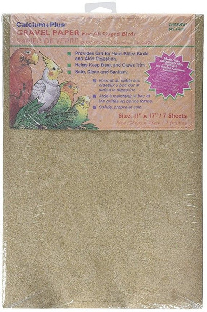 Penn Plax Calcium Plus Gravel Paper for Caged Birds 11 x 17 - 7 Pack