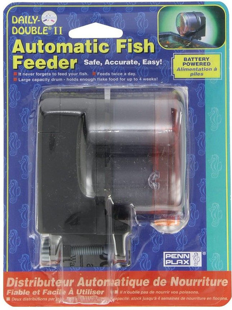 Penn Plax Daily Double II Automatic Fish Feeder 3.5L x 3.5W x 4H