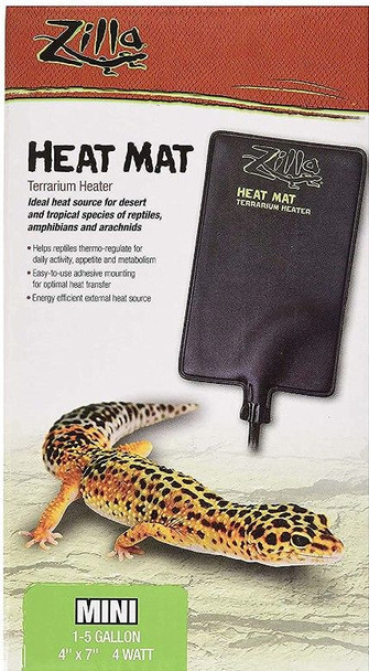 Zilla Heat Mat Terrarium Heater Mini - 4 Watt - 1-5 Gallon Tanks - (4 x 7)