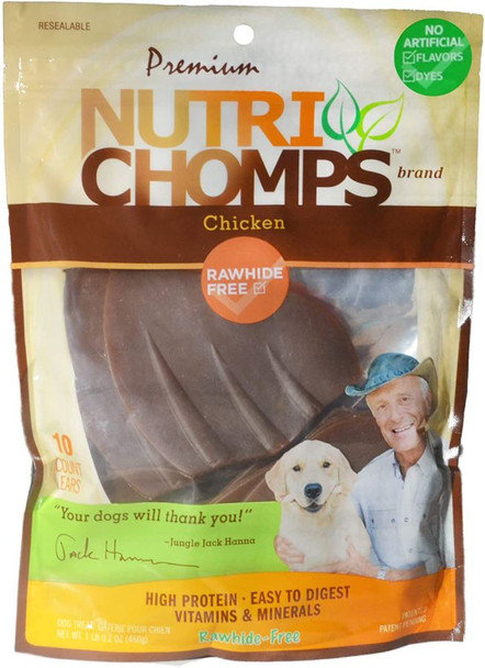 Nutri Chomps Pig Ear Shaped Dog Treat Chicken Flavor  10 count