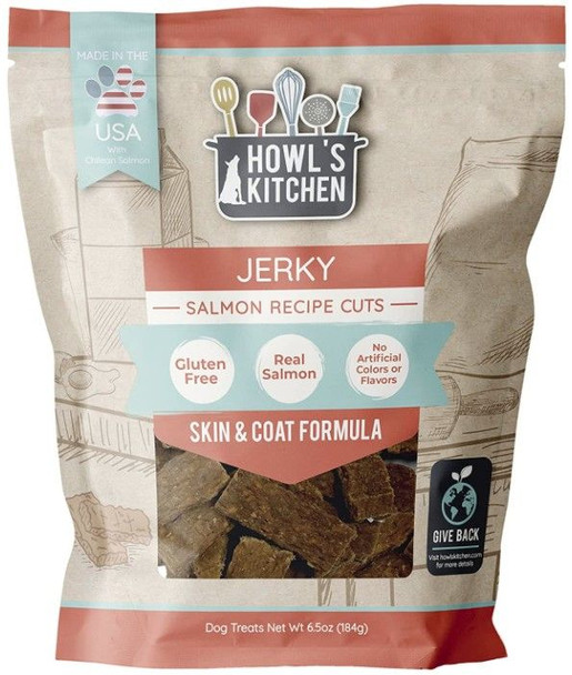 Howls Kitchen Salmon Jerky Cuts Skin and Coat Formula 6.5 oz