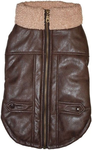 Fashion Pet Brown Bomber Dog Jacket Large