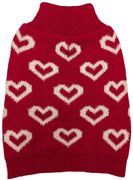 Fashion Pet All Over Hearts Dog Sweater Red X-Small