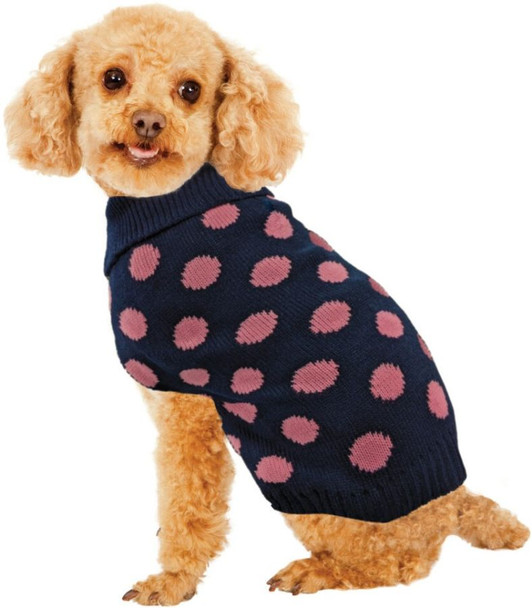 Fashion Pet Contrast Dot Dog Sweater Pink Medium