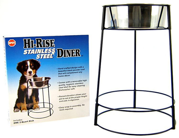 Spot Hi-Rise Single Stainless Steel Diner 2 Quart (14.25 Tall x 6.5 Diameter Bowl)