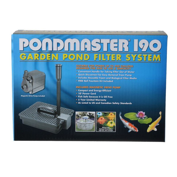 Pondmaster Garden Pond Filter System Kit Model 190 - 190 GPH (Up to 400 Gallons)