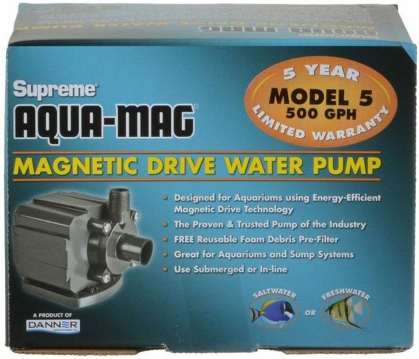 Supreme Aqua-Mag Magnetic Drive Water Pump Aqua-Mag 5 Pump (500 GPH)