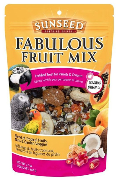 Sunseed Fabulous Fruit Mix Fortified Treat for Parrots and Conures 12 oz