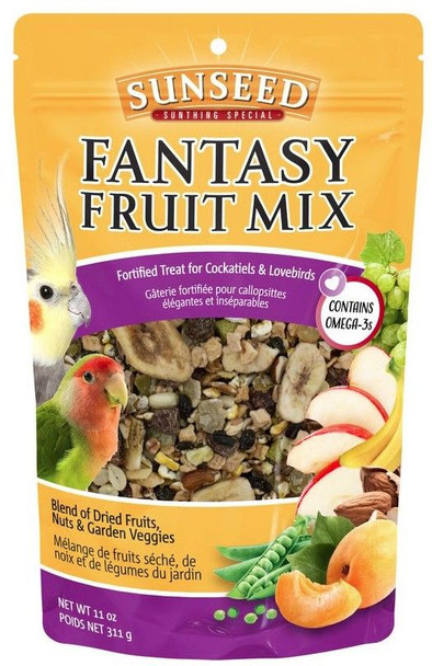 Sunseed Fantasy Fruit Mix Fortified Treat for Cockatiels and Lovebirds 11 oz