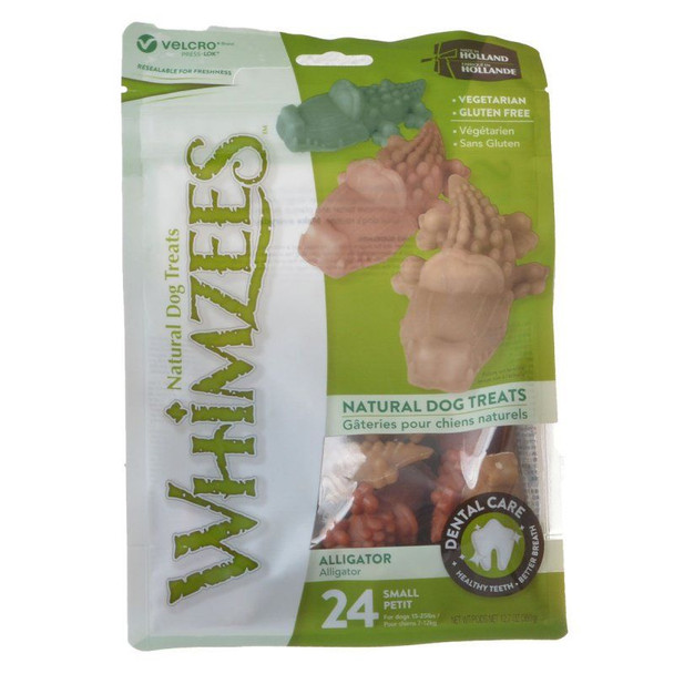 Whimzees Natural Dental Care Alligator Dog Treats Small - 24 Pack - (Dogs 15-25 lbs)