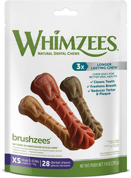 Whimzees Brushzees Dental Treats X-Small 7.4 oz