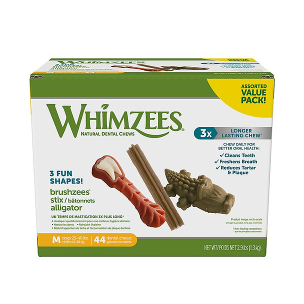 Whimzees Dog Dental Chew Variety Pack Medium 44 count