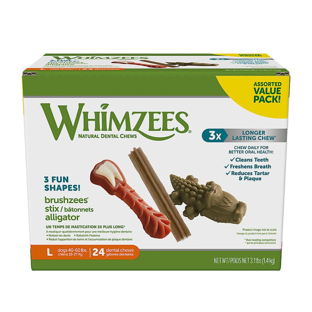 Whimzees Dog Dental Chew Variety Pack Large 24 count