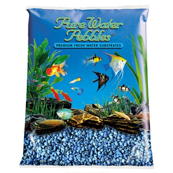 Pure Water Pebbles Aquarium Gravel - Neon Blue 25 lbs (3.1-6.3 mm Grain)