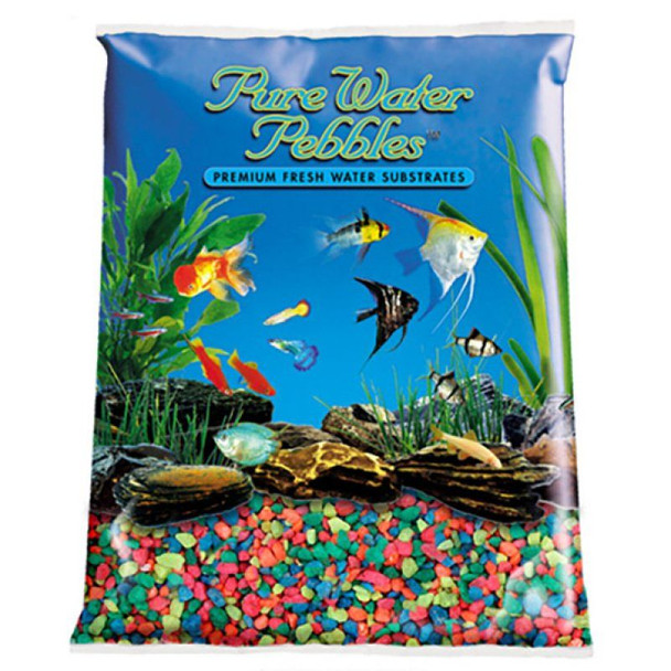 Pure Water Pebbles Aquarium Gravel - Neon Rainbow 5 lbs (3.1-6.3 mm Grain)