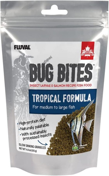 Fluval Bug Bites Tropical Formula Granules for Medium-Large Fish 4.4 oz