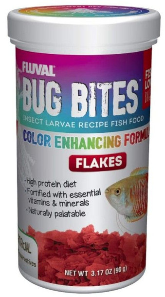 Fluval Bug Bites Insect Larvae Color Enhancing Fish Flake 3.17 oz