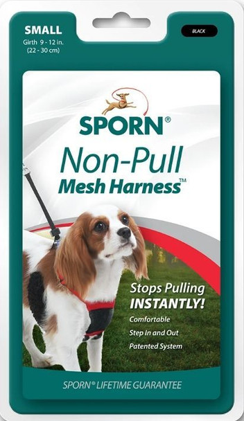 Sporn Non Pull Mesh Harness for Dogs - Black Small