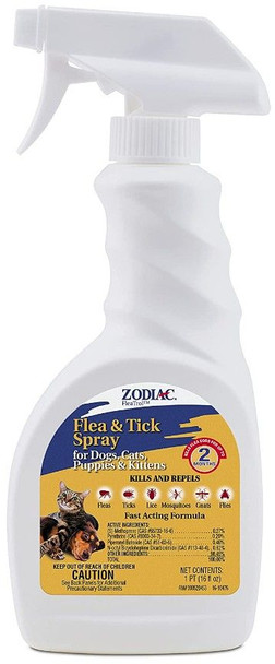 Zodiac Flea & Tick Spray for Dogs, Puppies, Cats & Kittens 16 oz