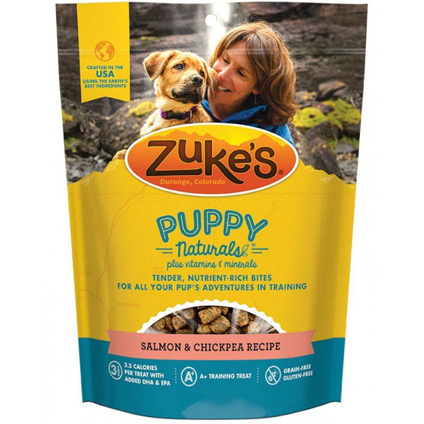 Zukes Puppy Naturals Dog Treats - Salmon & Chickpea Recipe 5 oz