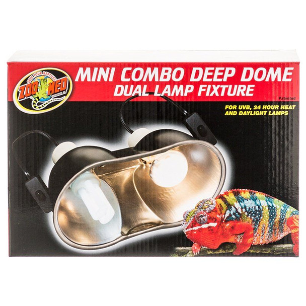 Zoo Med Mini Combo Deep Dome Lamp Fixture - Black Up to 100 Watts - Each Socket