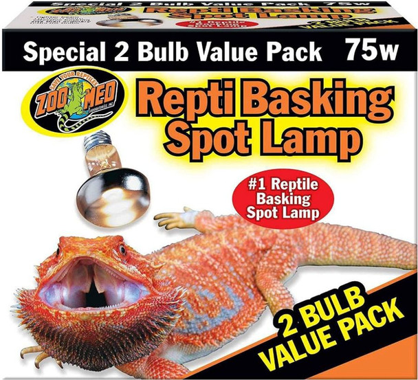 Zoo Med Repti Basking Spot Lamp Replacement Bulb 75 Watts (2 Pack)