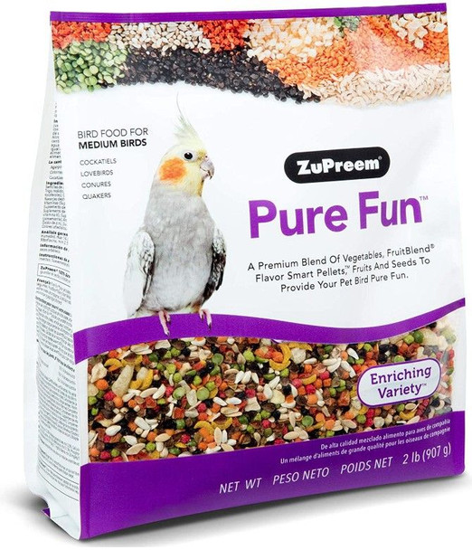 ZuPreem Pure Fun Enriching Variety Mix Bird Food for Medium Birds 2 lbs