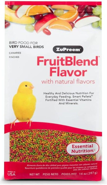 ZuPreem FruitBlend Flavor Bird Food for Very Small Birds 14 oz