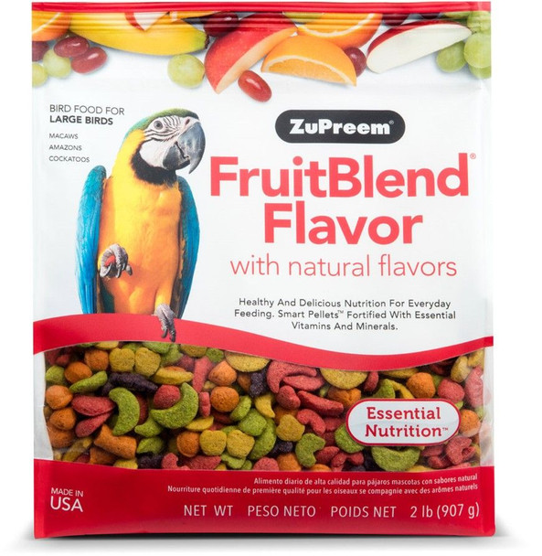 ZuPreem FruitBlend Flavor Bird Food for Large Birds Large (2 lbs)