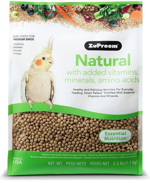 ZuPreem Natural Blend Bird Food - Cockatiel Medium (2.5 lbs)