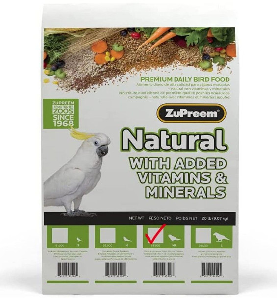 ZuPreem Natural Blend Bird Food - Parrot & Conure 20 lbs