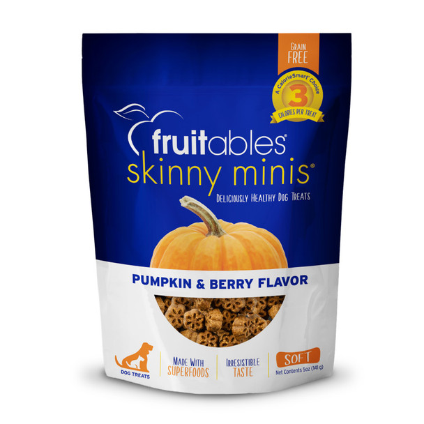 <body><p>Open a bag of Fruitables treats and you will immediately smell the difference. At Fruitables, they make treats that taste as good as they smell. Fresh from their certified organic bakery, this mouthwatering recipe will remind you of the warm chewy center in a freshly baked blueberry muffin. With less than 5 calories each, these treats are the perfect guilt-free indulgence for your lovable dog.</p><ul><li>Organic ingredients</li> <li>Less than 5 calories each</li> <li>Grain Free</li></ul></body>