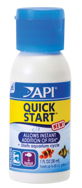 <body><p>API Quick Start features a unique nitrifiying bacteria that consumes ammonia and nitrite to prevent new tank syndrome. Quick Start allows for the immediate addition of fish to a new freshwater or saltwater aquarium. By limiting the amount of toxic ammonia and nitrite, Quick Start helps keep your fish healthy and alive.</p></body>