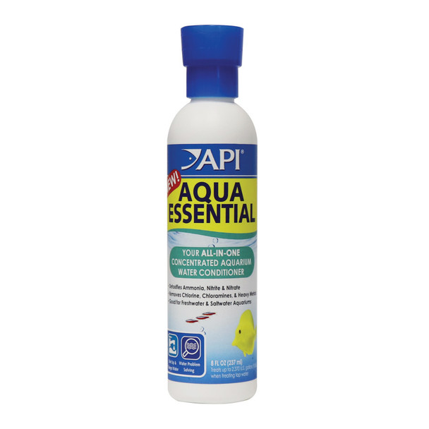 <body><p>Treat your tap water, and provide a safe environment for freshwater fish instantly and easily with API AQUA ESSENTIAL water conditioner. Tap water contains chlorine, chloramines and ammonia which can cause gill and tissue damage, breathing difficulty, stress and death. API AQUA ESSENTIAL water conditioner works instantly as a water conditioner to remove chlorine and chloramines from tap water and neutralize heavy metals. API AQUA ESSENTIAL water conditioneris good for both freshwater and saltwater aquariums. API AQUA ESSENTIAL water conditioner also removes toxic ammonia, nitrites, and nitrates to restore a healthy aquatic environment when your test results show high levels of ammonia, which is extremely toxic for fish. With API Aquarium products, itâ€™s easy to keep a beautiful saltwater, freshwater or reef aquarium. For close to 60 years, API has been creating innovative, research-driven solutions that make it easier to care for your fish and aquarium. API Aquarium Treatment Supplies are designed to work in conjunction with each other to provide best results to control algae, promote healthy bacterial growth and help control and cure fish diseases and conditions such as ich and fin rot. They work to provide a safe, hospitable environment for fish such as tropical community fish, cichlids, goldfish and more. With API, you can spend more time admiring your fish, and less time scrubbing your tank. Make sure to use all products as directed in order to ensure the best results.</p><ul><li>Works instantly as a water conditioner to remove chlorine and chloramines from tap water and neutralize heavy metals</li> <li>Good for both  freshwater and saltwater aquariums</li> <li>Removes toxic ammonia, nitrites, and nitrates to restore a healthy aquatic environment</li></ul></body>