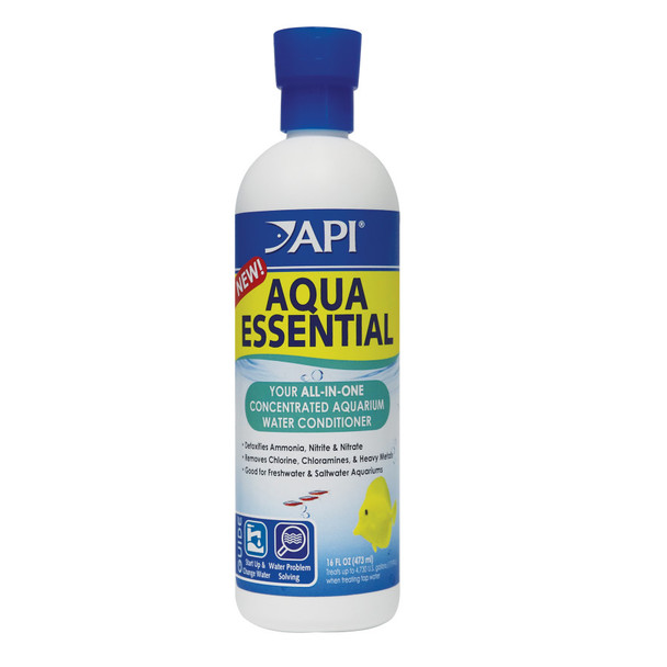 <body><p>Treat your tap water, and provide a safe environment for freshwater fish instantly and easily with API AQUA ESSENTIAL water conditioner. Tap water contains chlorine, chloramines and ammonia which can cause gill and tissue damage, breathing difficulty, stress and death. API AQUA ESSENTIAL water conditioner works instantly as a water conditioner to remove chlorine and chloramines from tap water and neutralize heavy metals. API AQUA ESSENTIAL water conditioneris good for both freshwater and saltwater aquariums. API AQUA ESSENTIAL water conditioner also removes toxic ammonia, nitrites, and nitrates to restore a healthy aquatic environment when your test results show high levels of ammonia, which is extremely toxic for fish. With API Aquarium products, itâ€™s easy to keep a beautiful saltwater, freshwater or reef aquarium. For close to 60 years, API has been creating innovative, research-driven solutions that make it easier to care for your fish and aquarium. API Aquarium Treatment Supplies are designed to work in conjunction with each other to provide best results to control algae, promote healthy bacterial growth and help control and cure fish diseases and conditions such as ich and fin rot. They work to provide a safe, hospitable environment for fish such as tropical community fish, cichlids, goldfish and more. With API, you can spend more time admiring your fish, and less time scrubbing your tank. Make sure to use all products as directed in order to ensure the best results.</p><ul><li>Works instantly as a water conditioner to remove chlorine and chloramines from tap water and neutralize heavy metals</li> <li>Good for both  freshwater and saltwater aquariums</li> <li>Removes toxic ammonia, nitrites, and nitrates to restore a healthy aquatic environment</li></ul></body>