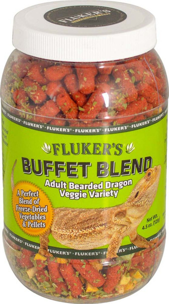 <body><p>Buffet Blend Veggie Variety Adult Bearded Dragon Food is packed with all the essential nutrients and vitamins your pet needs. This formula is a perfect blend of freeze-dried vegetables and pellets with a unique texture that beardeds love. The unique blend ensures your pet receives the proper balance of protein, fat, vitamins and minerals.</p></body>