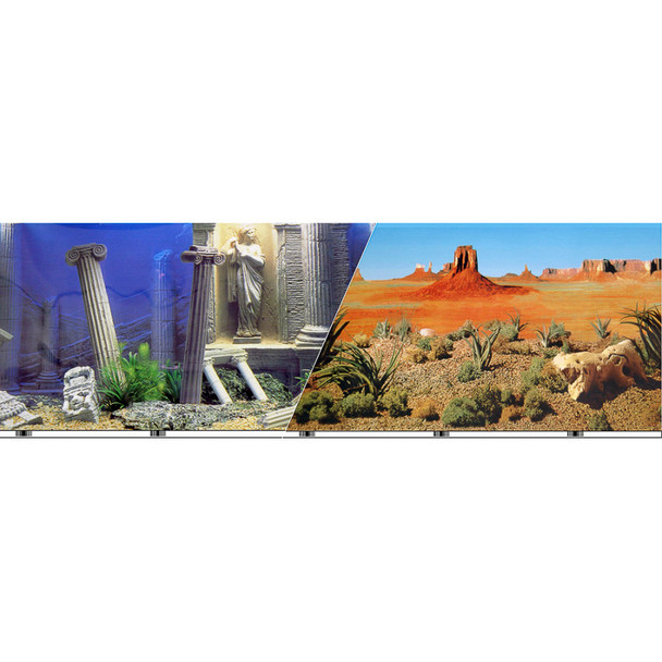 <body><p>Blue Ribbon Vibran-Sea Double Sided Background Desert and Atlantis 19 inches x 50 feet. Dispensed from a 50 foot roll, marked with UPC bar code every foot. Waterproof, each background is double sided with photo quality scenes, most available in assorted sizes.</p></body>