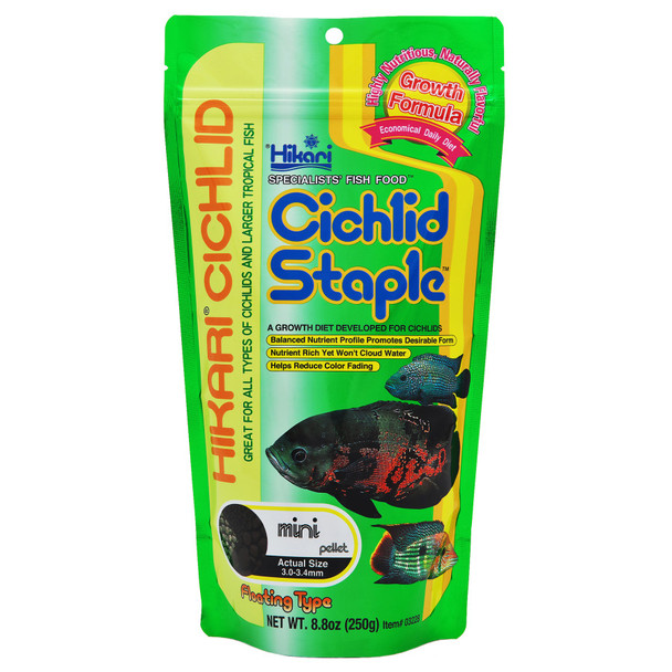 <body><p>Hikari Cichlid Staple Food is specially designed as an economical daily food for your cichlids and other tropical fish. This food contains all the nutrients and vitamins your fish need to be healthy and vibrant. The floating pellets will never cloud the water and disperses evenly. All Hikari brand fish foods are manufactured by highly automated and specialized equipment using only high quality ingredients.</p></body>