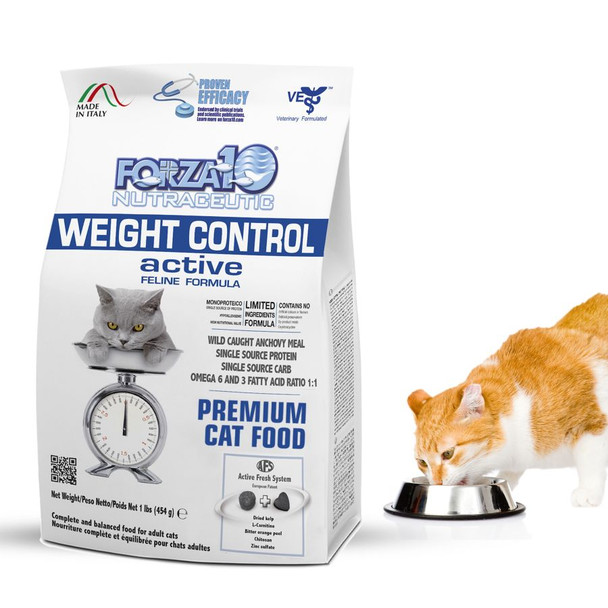 <body><p>Forza10 Active Weight Control is a complete and balanced recipe designed to help support cats with obesity, weight gain tendencies, diabetes mellitus, constipation, metabolic disorders and hyperlipidemia. Made with delicious wild-caught anchovy, which is a rich source of omega 3 fatty acids that promote skin and coat health. The recipe is also made with therapeutic plants and fruit extracts like orange peel, dried kelp, and zinc, which are great for cats with weight control and metabolism problems. Forza10's recipes are free from all the bad stuff; never any GMOs, corn, wheat, soy, by-products, oxytetracycline, artificial preservatives, colors or flavors. Feel like a great pet parent by giving this super delicious and nutritious recipe to your kitty!</p><ul><li>Designed for cats with weight gain tendencies and metabolism problems</li> <li>Helps stop obesity, diabetes mellitus, constipation, metabolic disorders, and hyperlipidemia</li> <li>Made with Icelandic wild-caught anchovy, which is rich in omegas for a healthy skin & coat</li> <li>Rosemary and chitosan are added for weight support</li> <li>Free from the bad stuff; never any GMOs, by-products, corn, wheat, soy, artificial colors, or flavors </li></ul></body>