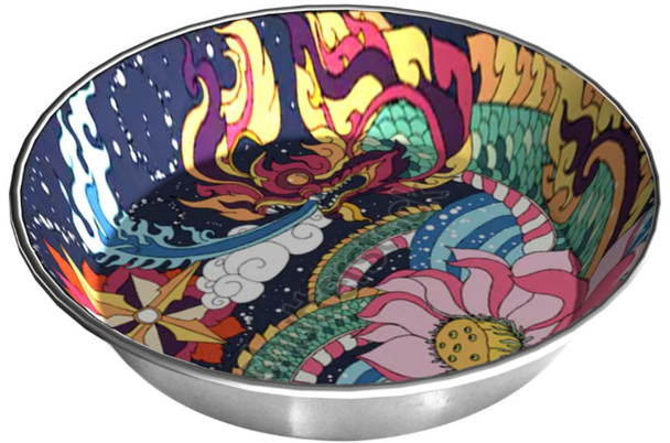 <body><p>This very colorful dish has a tattoo of a dragon winding around the dish.</p><ul><li>Dragon design</li></ul></body>