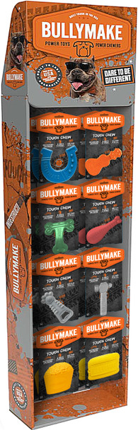 <body><p>BULLYMAKE poses a simple question. Why waste precious time and money buying dog toys that are too easily destroyed and wrong for your pet? You shouldnâ€™t! BULLYMAKE has been around since 2014 with a special mission: keep power chewing dogs (and their parents) happy and satisfied. The way BULLYMAKE does this is by designing and manufacturing unique, highly durable toys right here in the USA. All BULLYMAKE toys are made to withstand the most extreme chewer!</p><ul><li>Highly durable toy</li> <li>Manufactured right here in the USA</li> <li>All BULLYMAKE toys are made to withstand the most extreme chewer</li></ul></body>