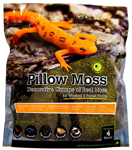 <body><p>Galapagos Pillow Moss is for Tropical & Forest Tanks. They are decorative clumps of real moss that help style and maintain the humidity of terrariums. They make for perfect hideouts for snakes too! Pillow Moss is an ideal substrate for Eastern Newts, Fire Bellied Newts, Dart Frogs, Tiger Salamanders, Frogs & Toads, Snakes, and similar species.</p></body>