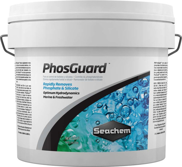 <body><p>PhosGuard rapidly removes phosphate and silicate from marine and freshwater aquaria. It is not recommended for phosphate buffered freshwater. PhosGuard is highly porous for high capacity and bead-shaped for optimum water flow. It outperforms all competing products. 500 mL easily treats over 150 gallons*. This product is sold by volume. Cited weight is minimal weight.</p></body>