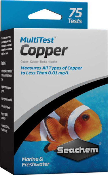 <body><p>Copper kits are usually of two types: compleximetric or titration based. Some kits measure only ionic copper and others measure both ionic and chelated copper. This kit uses a highly sensitive catalytic compleximetric based procedure to measure all types of copper to less than 0.01 mg/L in marine or freshwater. MultiTest Copper performs over 75 tests and contains a reference sample for validation.</p></body>