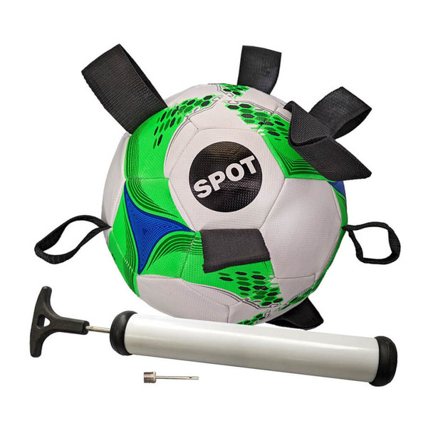 <body><p>Our Spot Soccer Ball with EZ tabs is an interactive dog toy made for active lifestyles. Perfect for yards, parks, lakes, pools and the beach. Durable nylon tabs all around the ball are easy for dogs to grab and tug.One larger tab for human hands to grab and toss. Pump included!</p><ul><li>Tabbie with EZ tabs is an interactive dog toy made for active lifestyles</li> <li>Perfect for yards, parks, lakes, pools and the beach</li> <li>Durable nylon tabs all around the ball are easy for dogs to grab and tug</li> <li>One larger tab for human hands to grab and toss</li> <li>Pump included</li></ul></body>