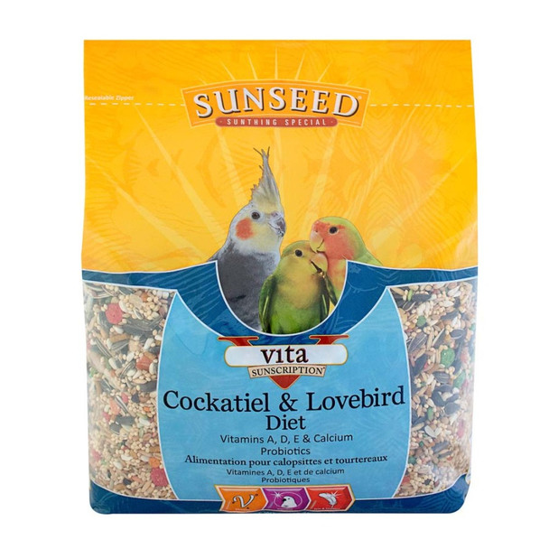 <body><p>Vita Sunscription Cockatiel & Lovebird Diet is nutritionally fortified and made especially for Cockatiels & Lovebirds. This formula has a high bioavailability of key nutrients and is fortified with Vitamins, Chelated Minerals and Omega Fatty Acids to help keep your pet bird healthy and happy.</p></body>