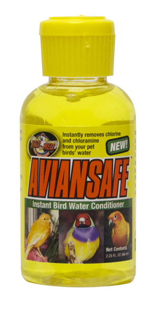 <body><p>AvianSafe is a new instant water conditioner that instantly removes chlorine and chloramines from your pet birds' water. Use to treat your birds' drinking water. Removes chlorine and ammonia from tap water. Adds essential electrolytes (including calcium).</p><ul><li>AvianSafe Water Conditioner</li></ul></body>