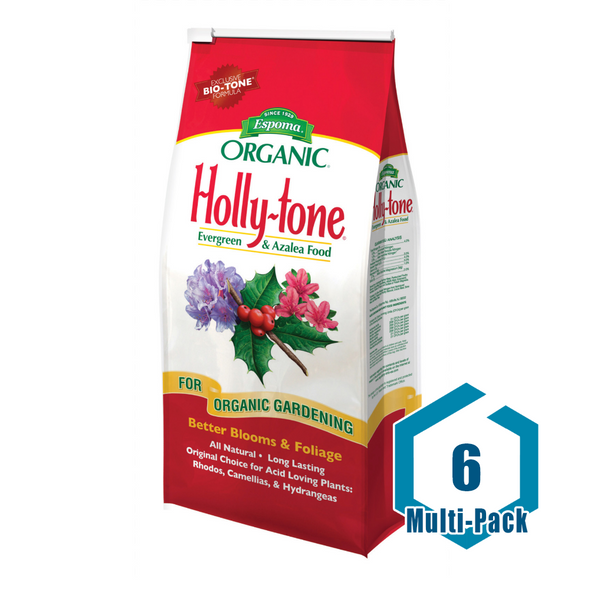 This item is a multi-pack and includes (6) Espoma Organic Holly-tone Evergreen & Azalea Food 4-3-4 - 8 lb. It's formulated to feed acid-loving plants like Azaleas, Hydrangeas, Rhododendrons, Evergreens, Blueberries, Strawberries, and many more. Professionals use it everywhere, it's approved for organic gardening, and contains Bio-tone Beneficial Microbes. <br/><br/>