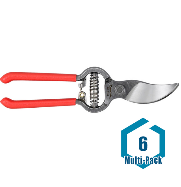 This item is a multi-pack, which includes:(6) Corona ClassicCUT Bypass Pruner Forged Steel - 4in Cutting Capacity, 6ea. A pruner with 0.75-inch diameter cutting capacity, resharpenable, forged Radial Arc bypass blade, fully heat-treated, forged steel alloy construction, slant-ground, narrow-profile hook, precision-made pivot bolt, sap grove, non-slip cushioned grips, designed for general-purpose pruning.<br/><br/>