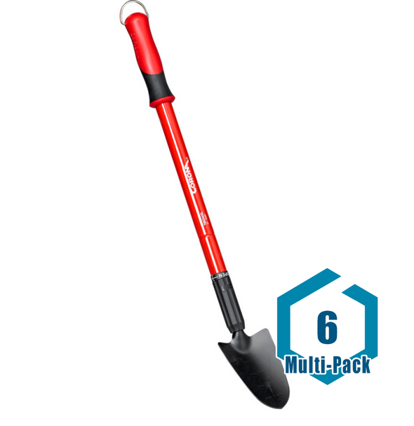 This item is a multi-pack that includes (6) Corona ExtendaHANDLE Trowels with Steel Handle, offering an 18in - 32in reach. The aluminum handle is both strong and lightweight, making it easy to adjust for extra reach. The head is fully heat-treated for added durability, while the long-lasting coating resists chips and rust. A textured grip with a rugged, high-impact ferrule makes for comfortable use, and a hanging ring allows for easy storage.<br/><br/>